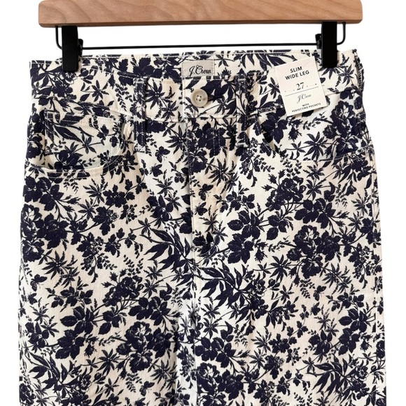 NWT J. Crew Slim Wide-Leg Jean in Floral Toile Print Size 27 - Picture 4 of 12